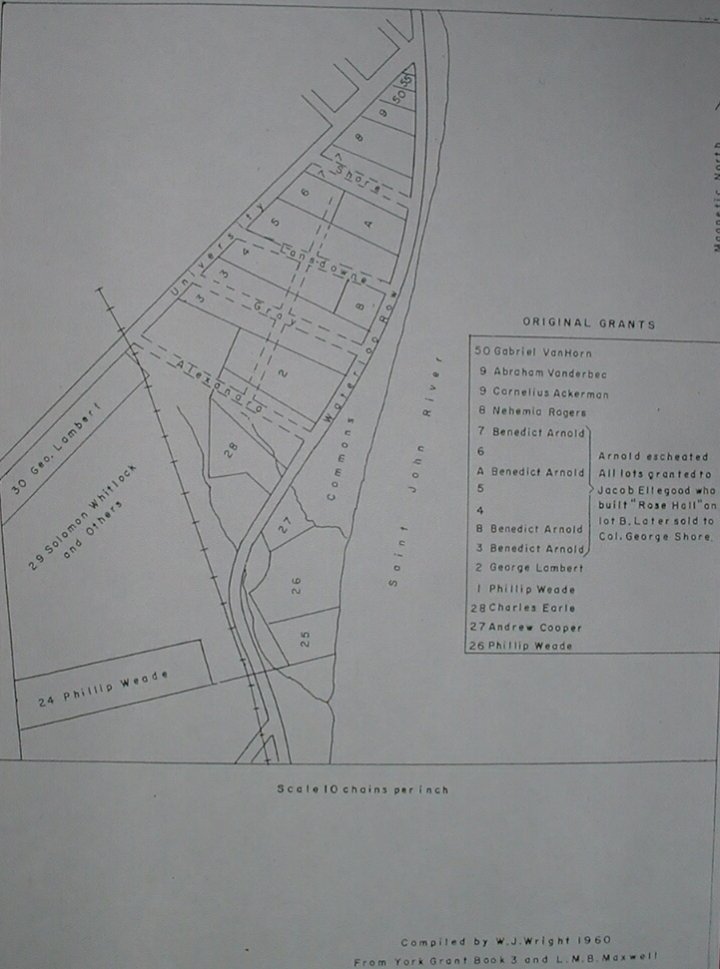 Map of the Heddon Grant in Fredericton, 1788